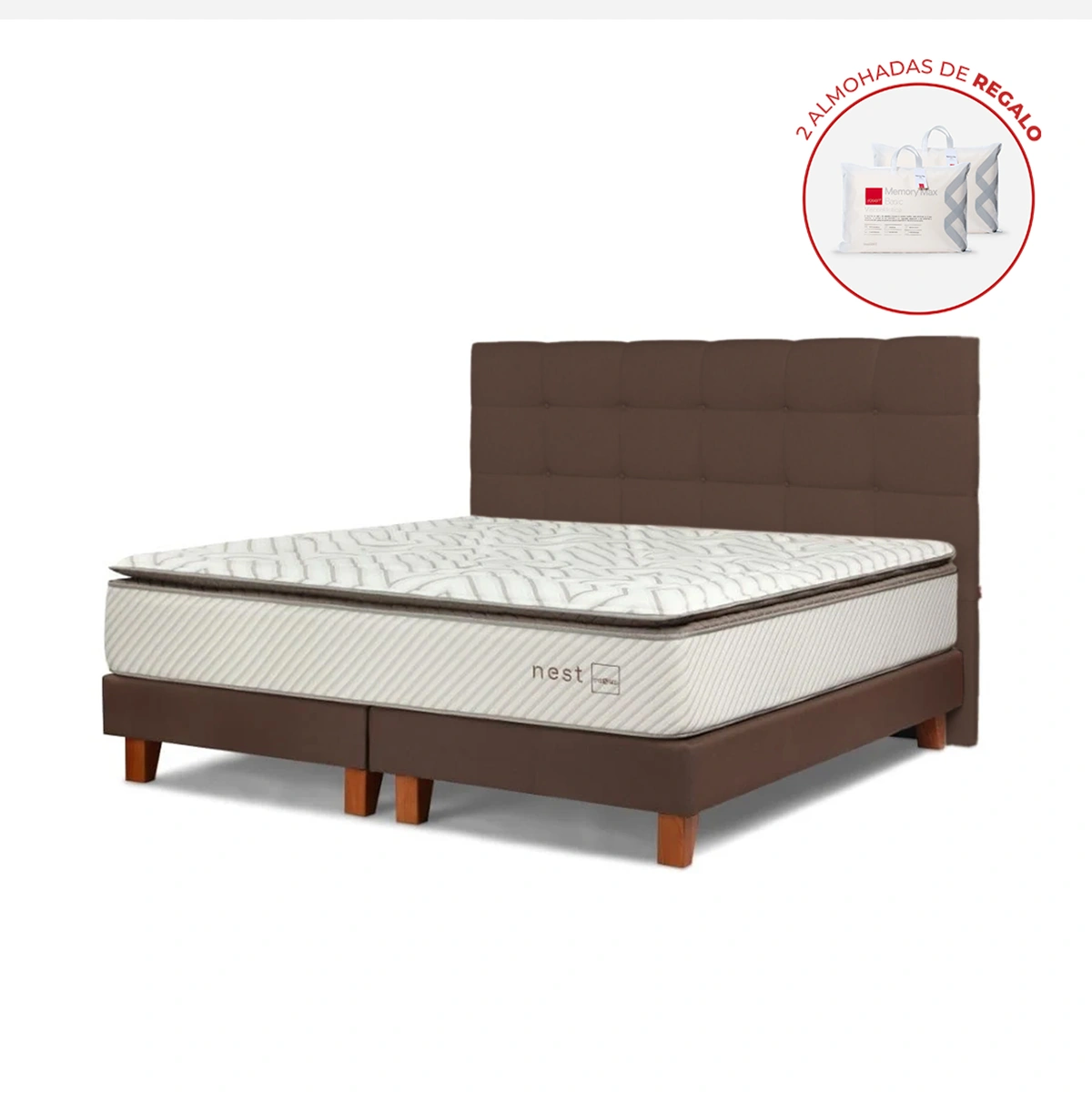DORMITORIO EUROPEO ROSEN NEST QUEEN + 2 ALMOHADAS MEMORY MAX - 1