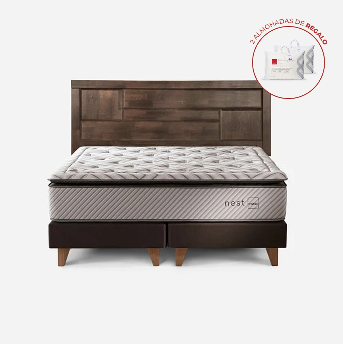 DORMITORIO EUROPEO ROSEN NEST QUEEN + 2 ALMOHADAS MEMORY MAX - 1