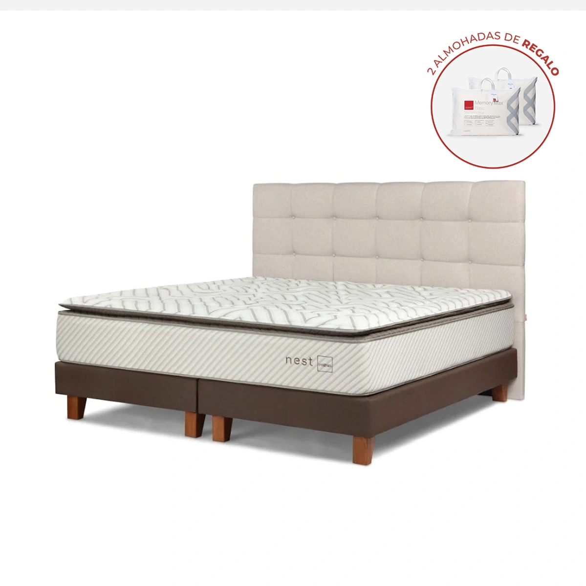 DORMITORIO EUROPEO ROSEN NEST KING + 2 ALMOHADAS MEMORY MAX - 1