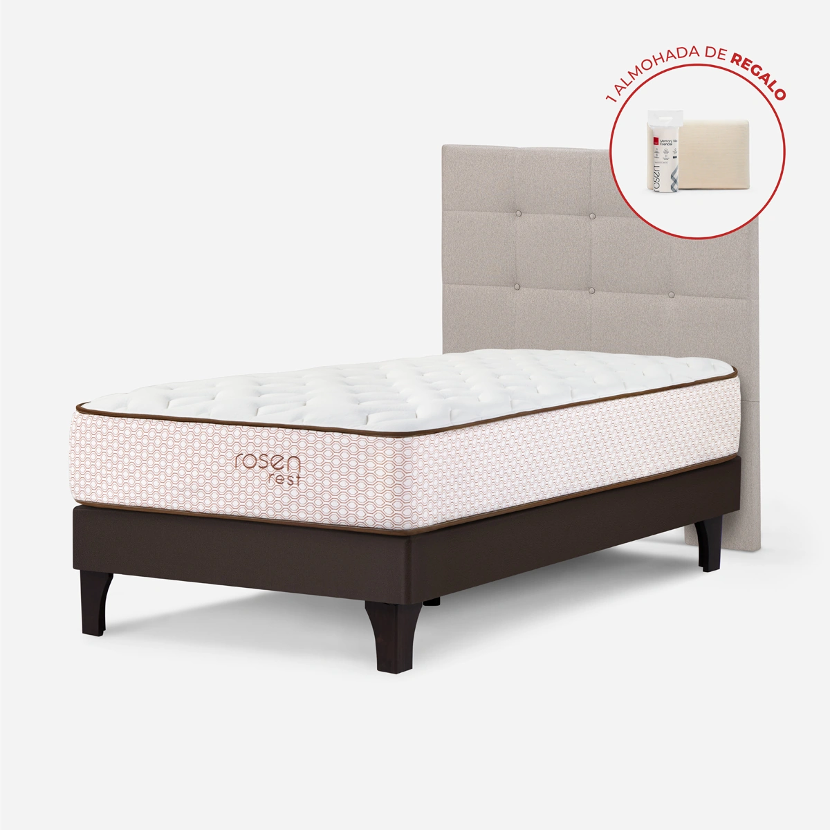 DORMITORIO EUROPEO ROSEN REST 1.5 PLAZAS + 1 ALMOHADA - 1