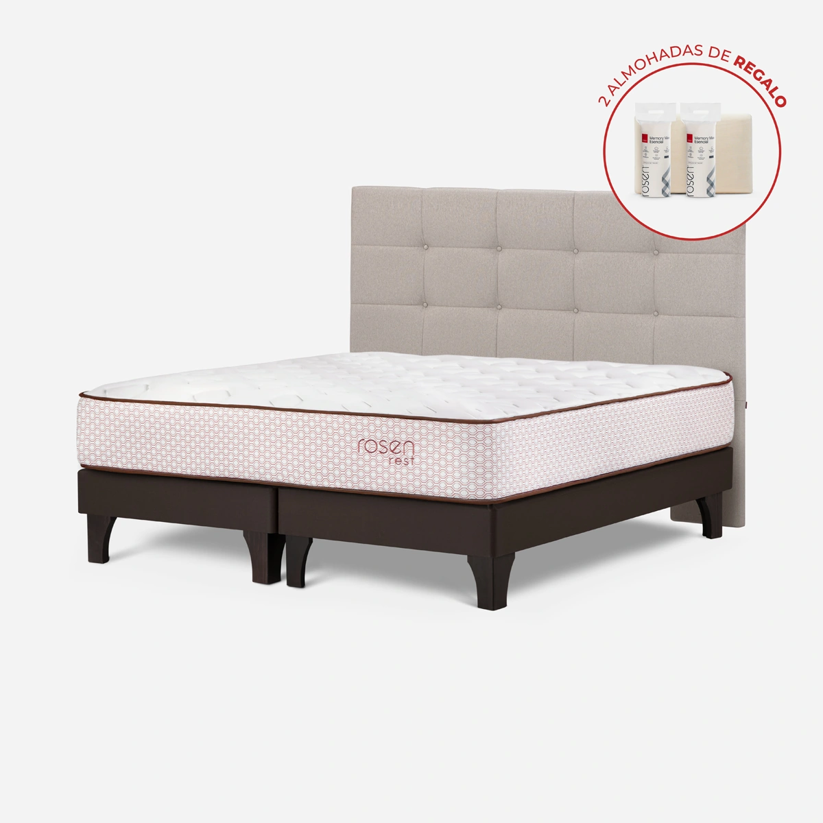 DORMITORIO EUROPEO ROSEN REST QUEEN + 2 Almohadas - 1