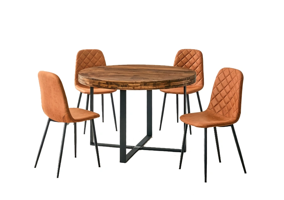 JUEGO DE COMEDOR RIPLEY HOME INDUSTRIAL 4 SILLAS MARRÓN - 2