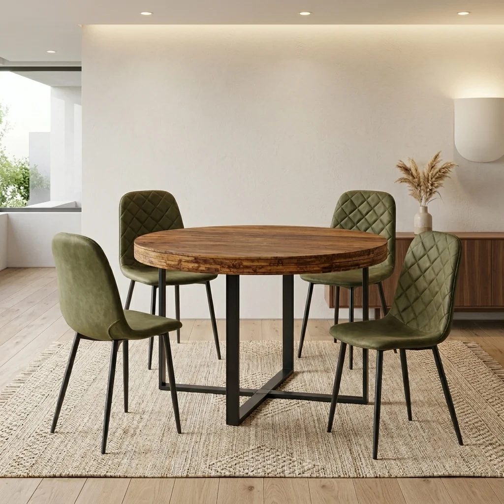 JUEGO DE COMEDOR RIPLEY HOME INDUSTRIAL 4 SILLAS VERDE - 1