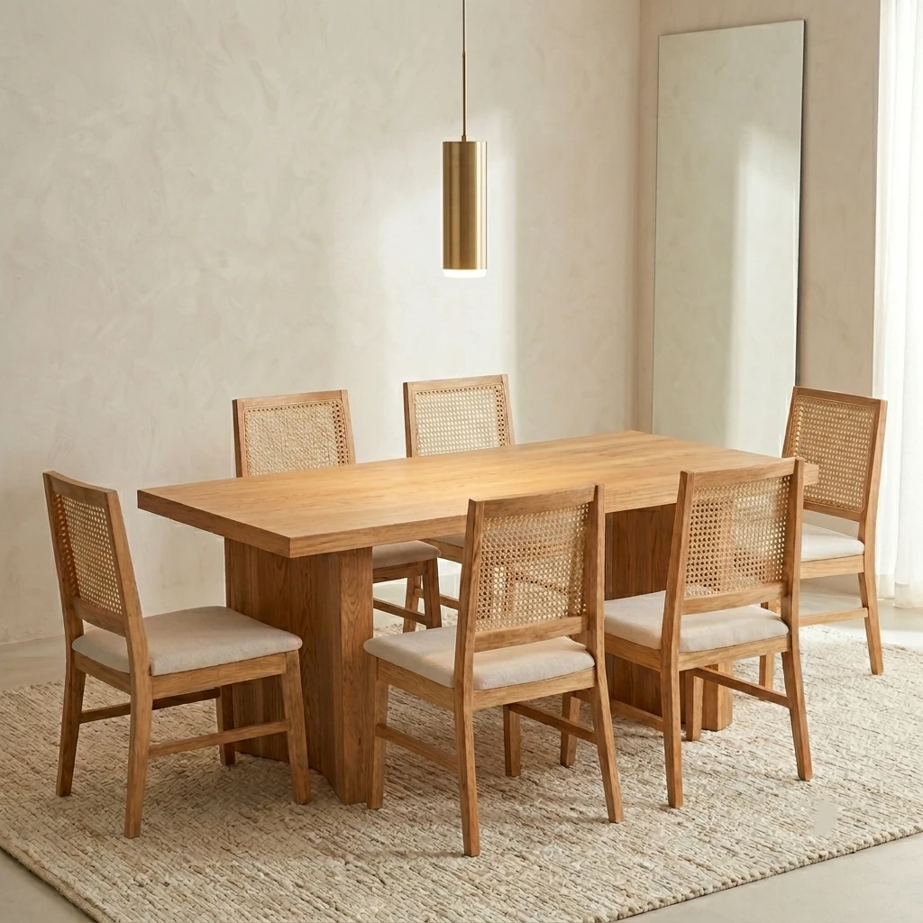 JUEGO DE COMEDOR MAISON LINETT CHLOE 6 SILLAS NATURAL - 1