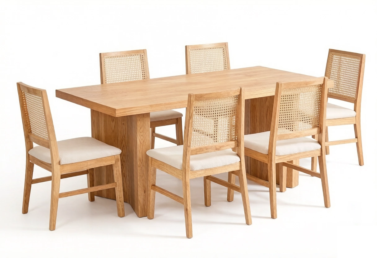 JUEGO DE COMEDOR MAISON LINETT CHLOE 6 SILLAS NATURAL - 2