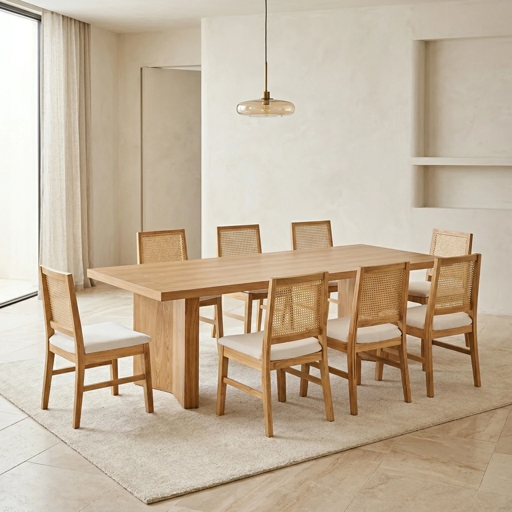JUEGO DE COMEDOR MAISON LINETT CHLOE 8 SILLAS NATURAL - 1