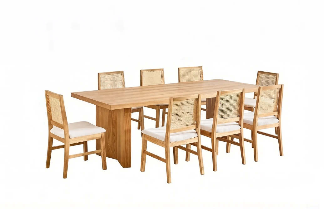 JUEGO DE COMEDOR MAISON LINETT CHLOE 8 SILLAS NATURAL - 2