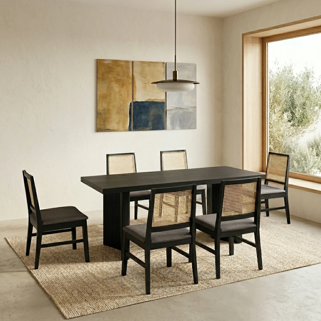 JUEGO DE COMEDOR MAISON LINETT CHLOE 6 SILLAS NEGRO - 1