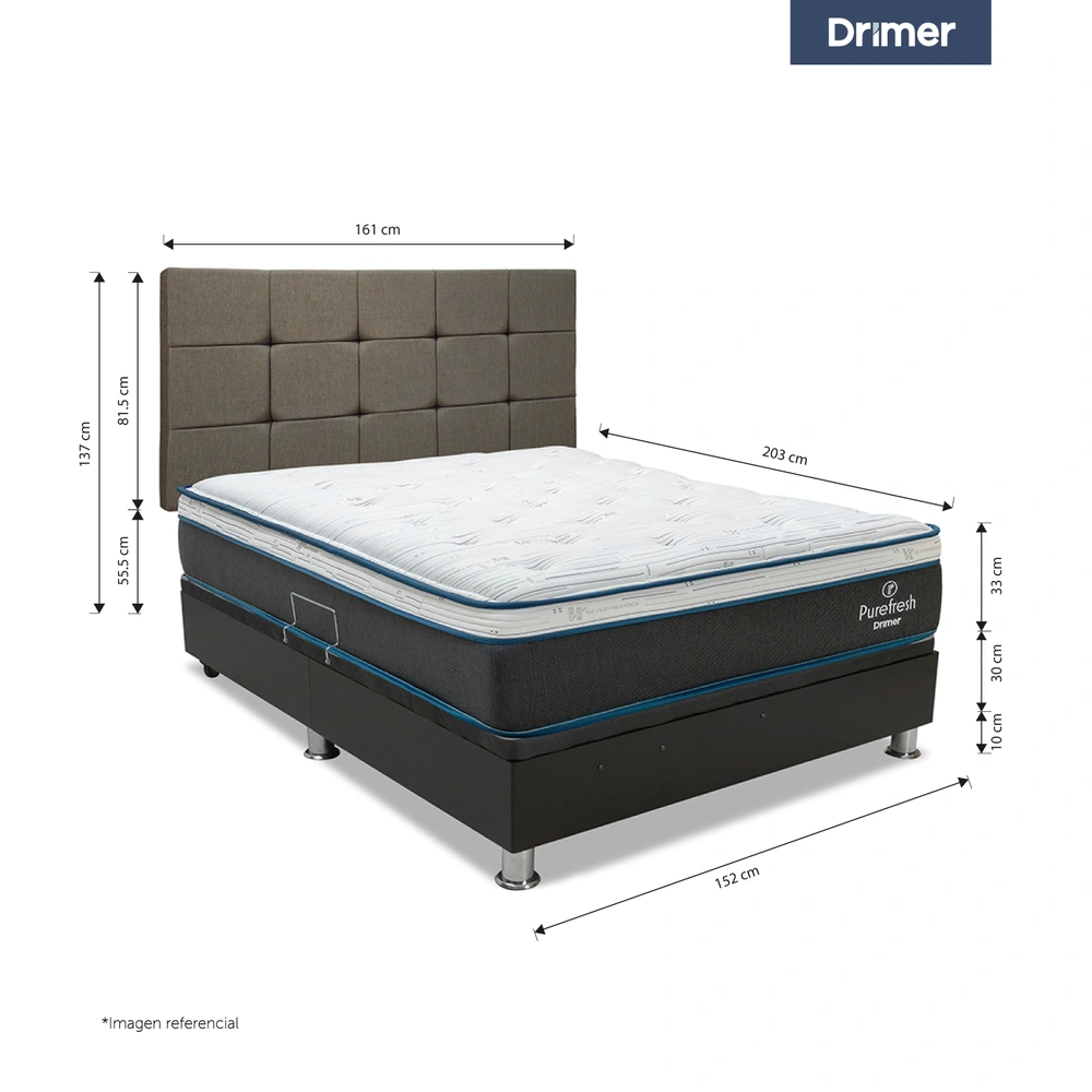 DORMITORIO BOXET DRIMER PUREFRESH LAQEUADA QUEEN CUADROS BEIGE VIVID - 2