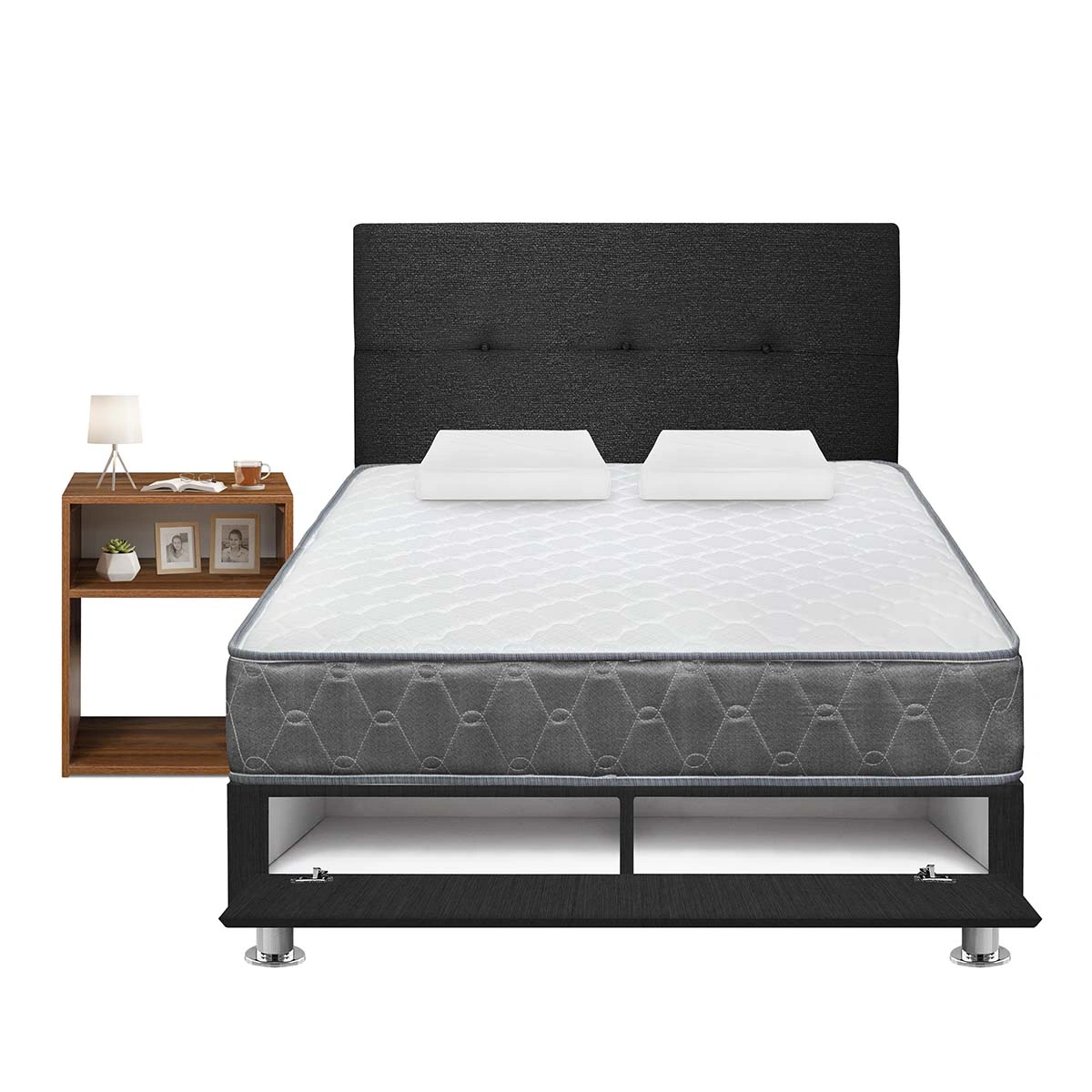 DORMITORIO SABANERA FORLI ACQUA 2 PLAZAS + VELADOR TURIN CARAMELO - 1
