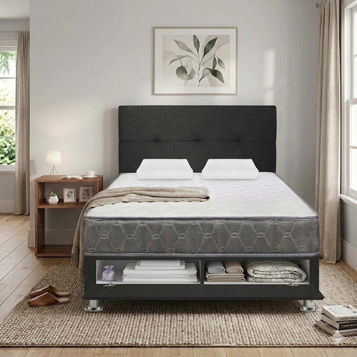 DORMITORIO SABANERA FORLI ACQUA 2 PLAZAS + VELADOR TURIN CARAMELO - 2