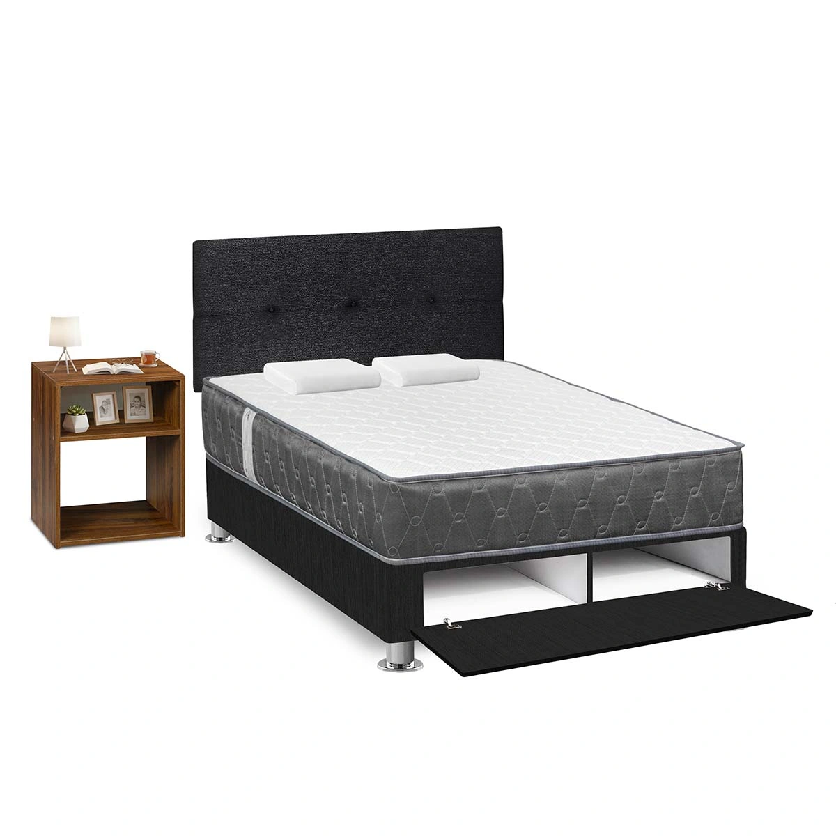 DORMITORIO SABANERA FORLI ACQUA 2 PLAZAS + VELADOR TURIN CARAMELO - 3