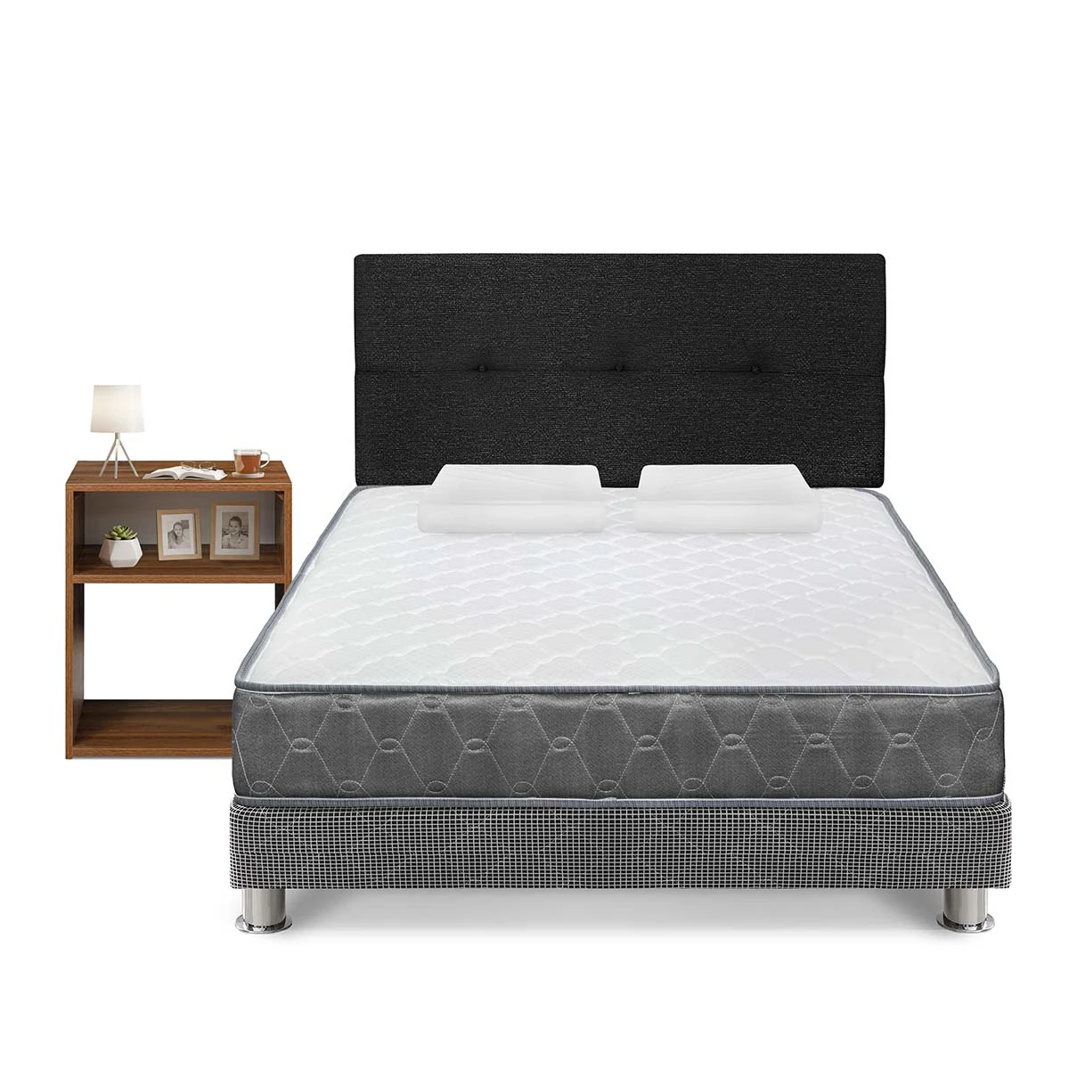 DORMITORIO FORLI ACQUA 2 PLAZAS + VELADOR TURIN CARAMELO - 1
