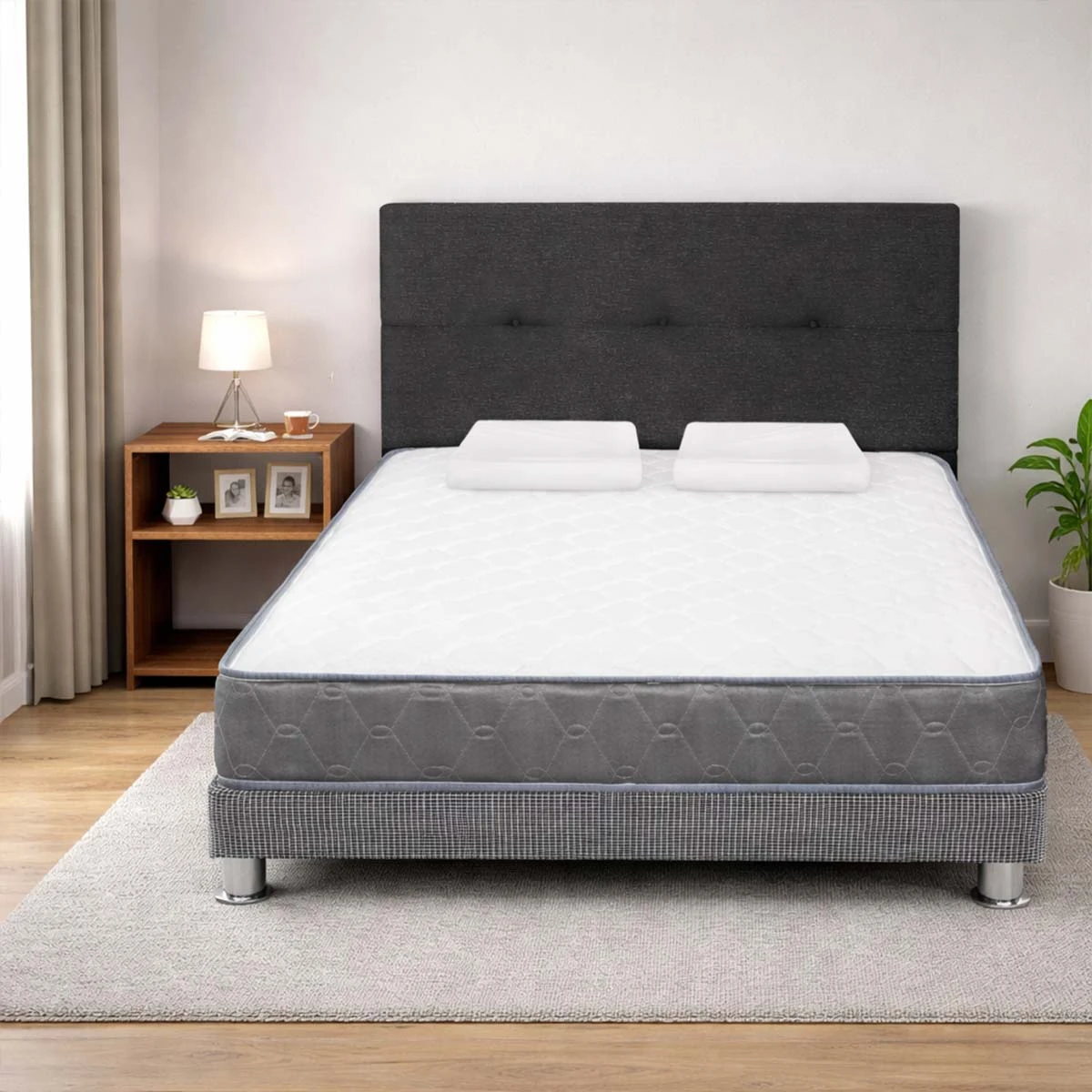 DORMITORIO FORLI ACQUA 2 PLAZAS + VELADOR TURIN CARAMELO - 2