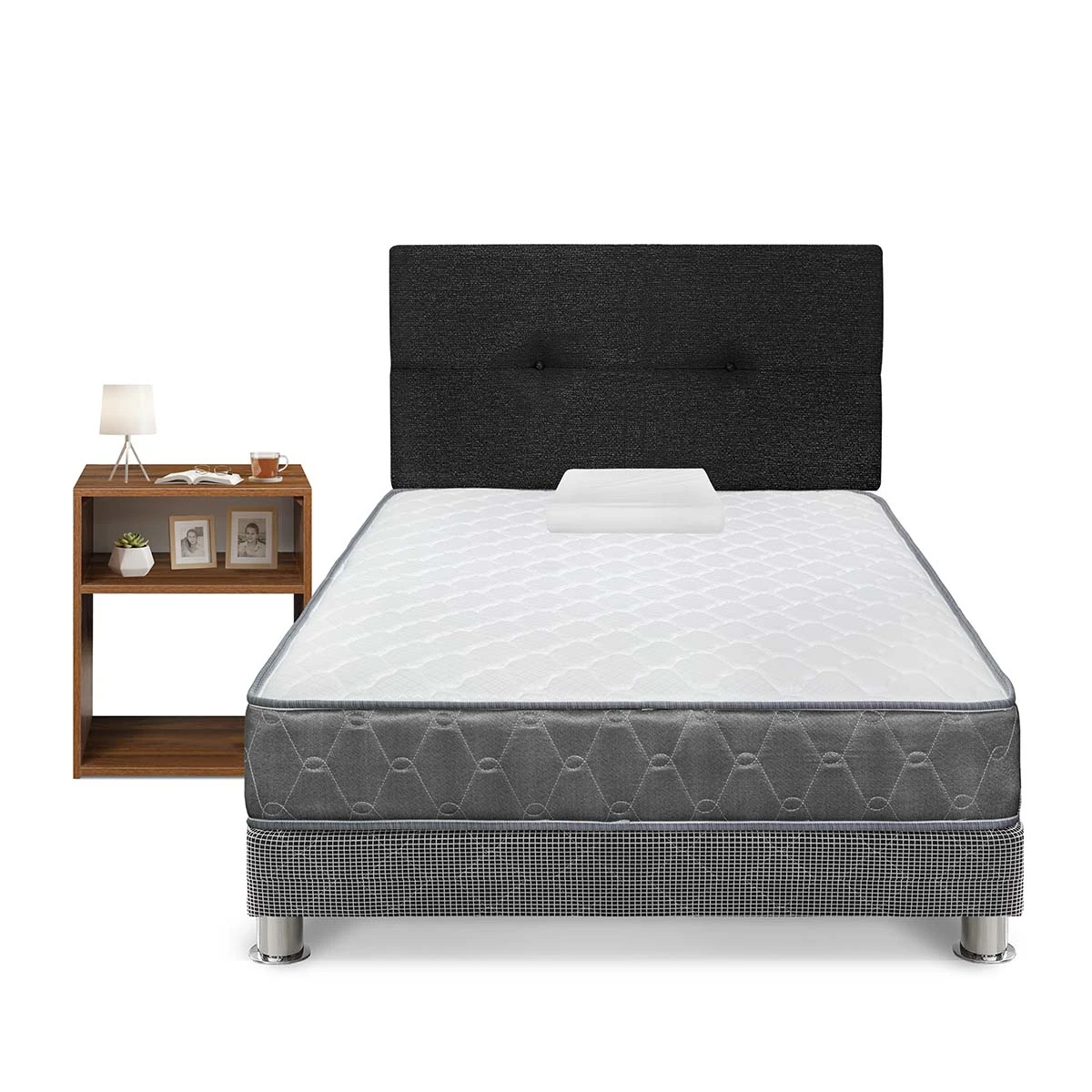DORMITORIO FORLI ACQUA 1.5 PLAZAS + VELADOR TURIN CARAMELO - 1