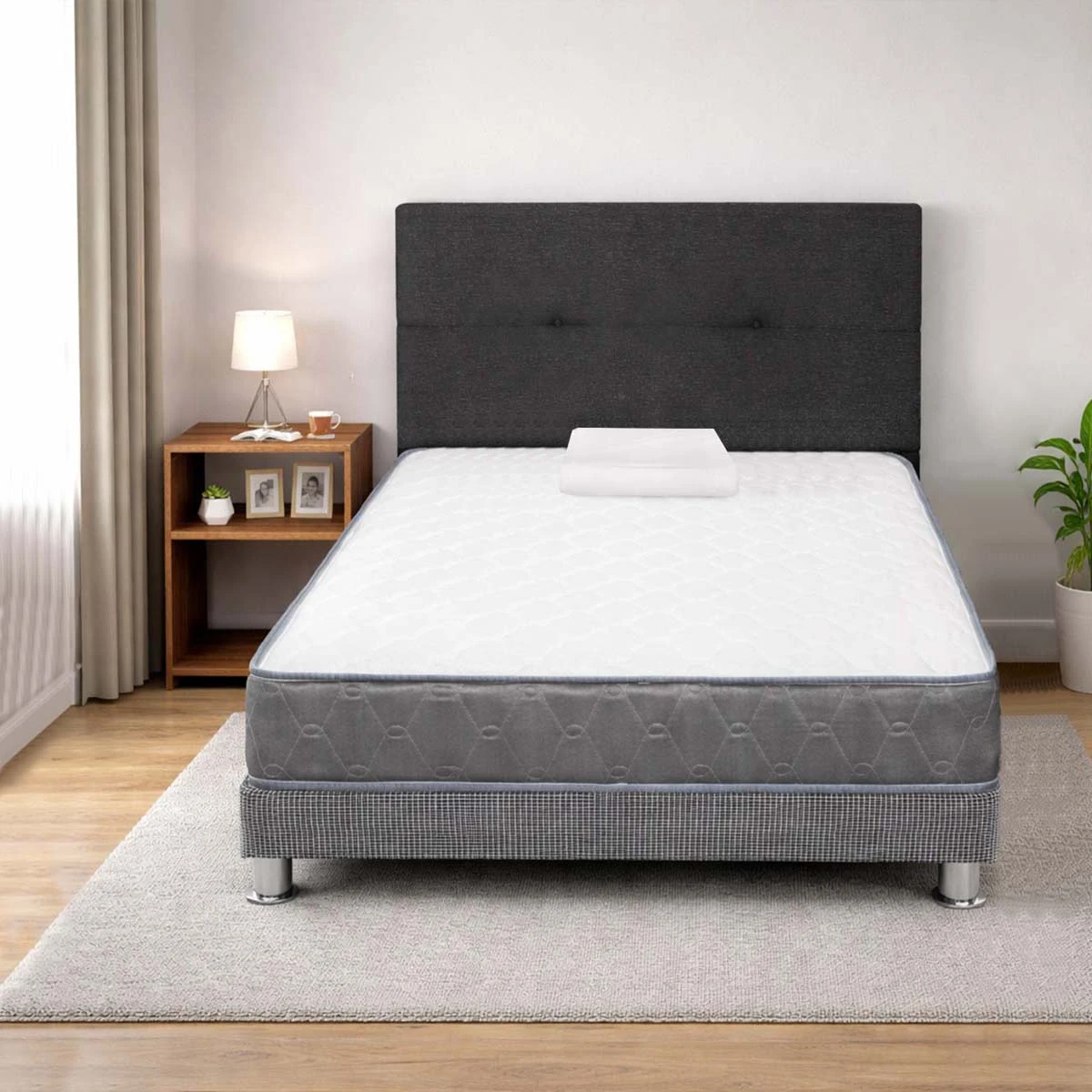 DORMITORIO FORLI ACQUA 1.5 PLAZAS + VELADOR TURIN CARAMELO - 2