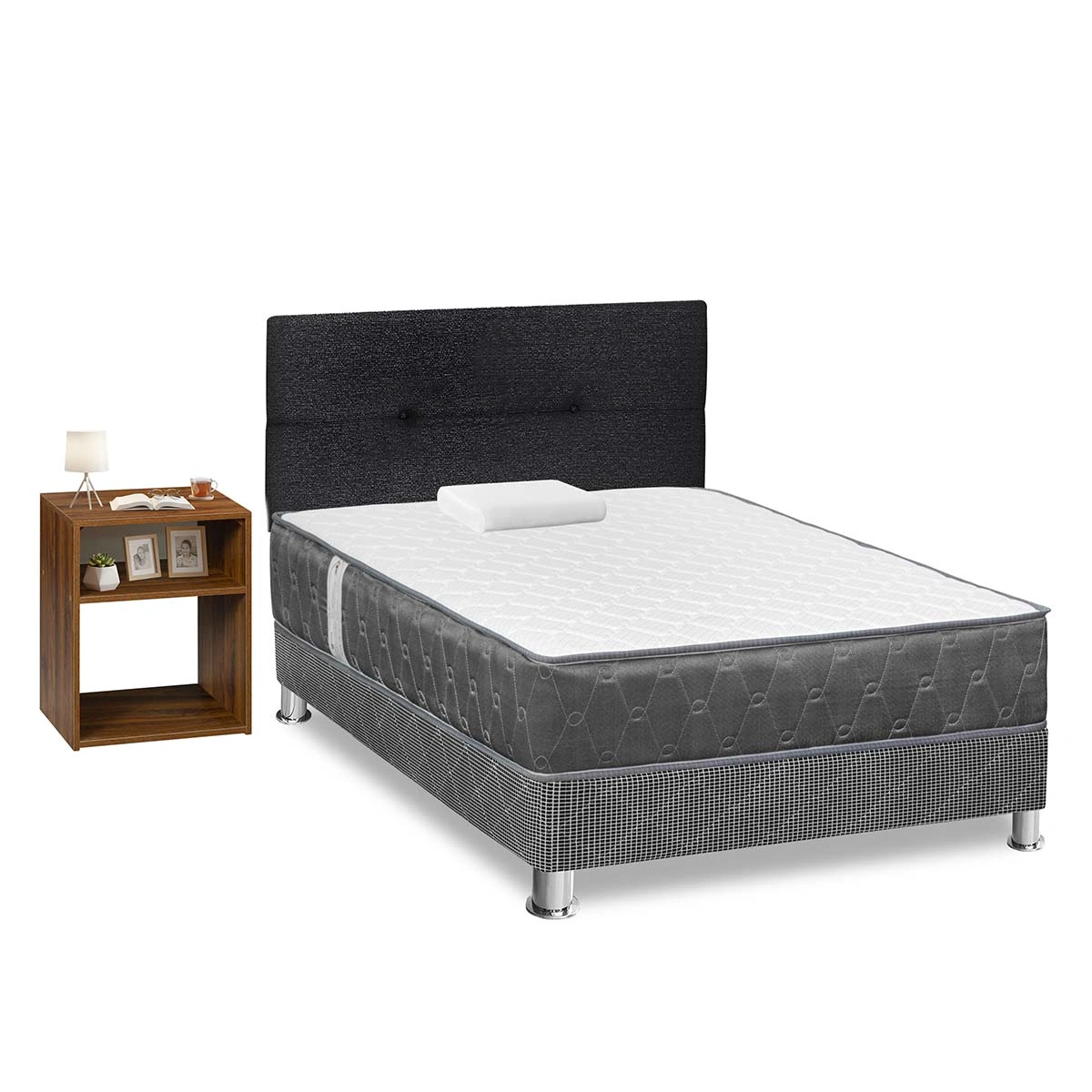 DORMITORIO FORLI ACQUA 1.5 PLAZAS + VELADOR TURIN CARAMELO - 3