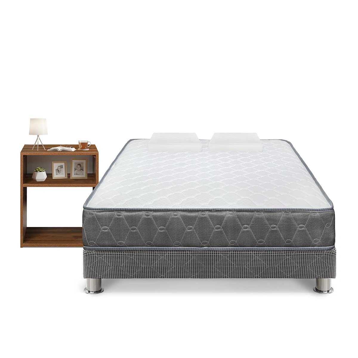 CAMA FORLI ACQUA 2 PLAZAS + VELADOR TURIN CARAMELO - 1