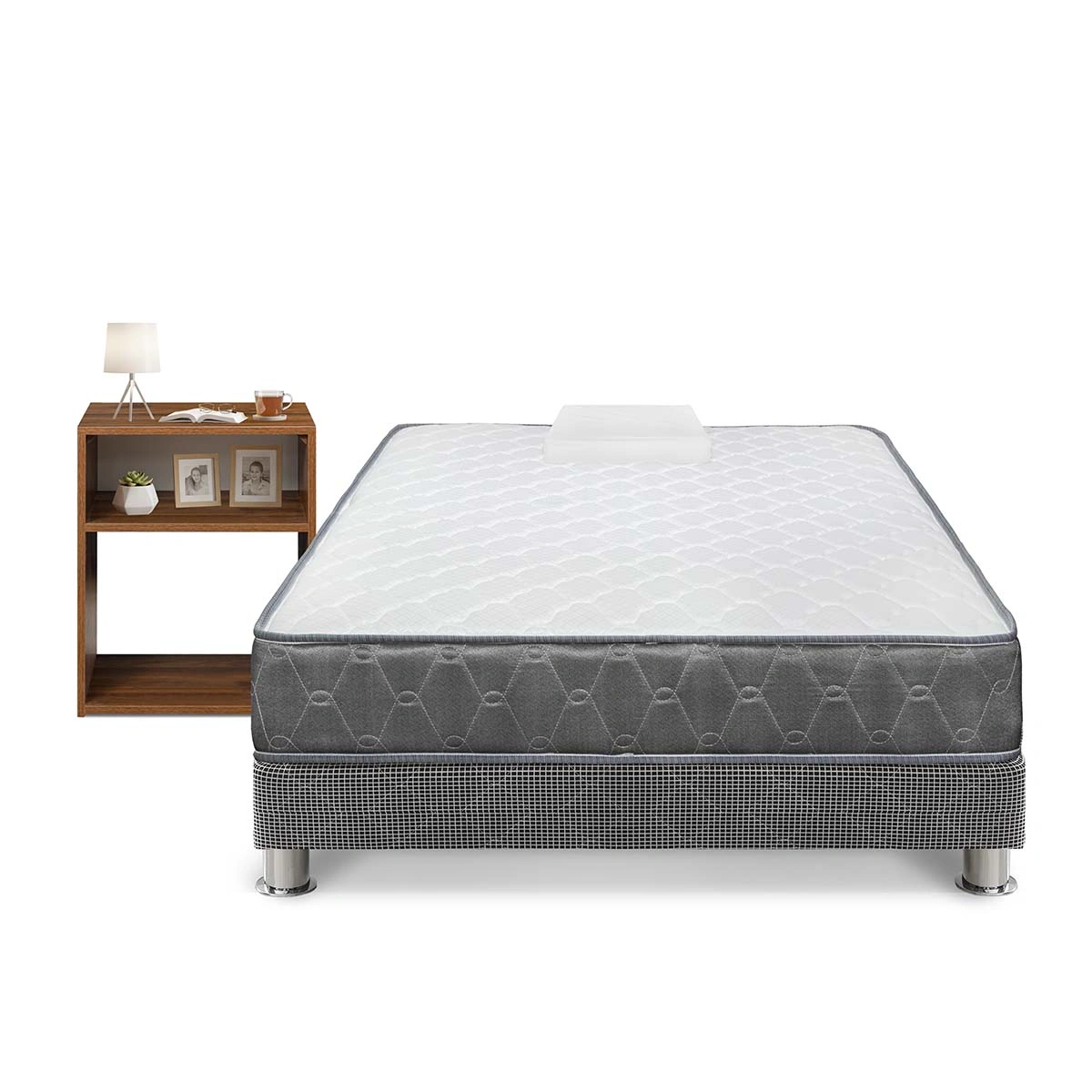 CAMA FORLI ACQUA 1.5 PLAZAS + VELADOR TURIN CARAMELO - 1