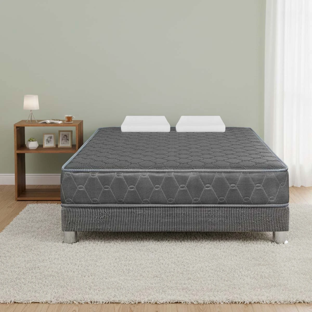 CAMA FORLI ACQUA 2 PLAZAS GRIS +VELADOR TURIN CARAMELO - 2