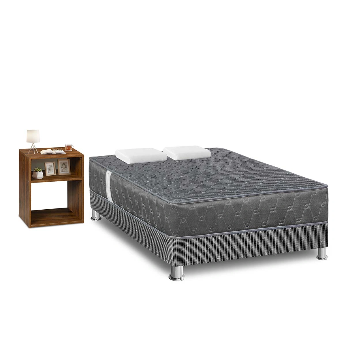 CAMA FORLI ACQUA 2 PLAZAS GRIS +VELADOR TURIN CARAMELO - 3