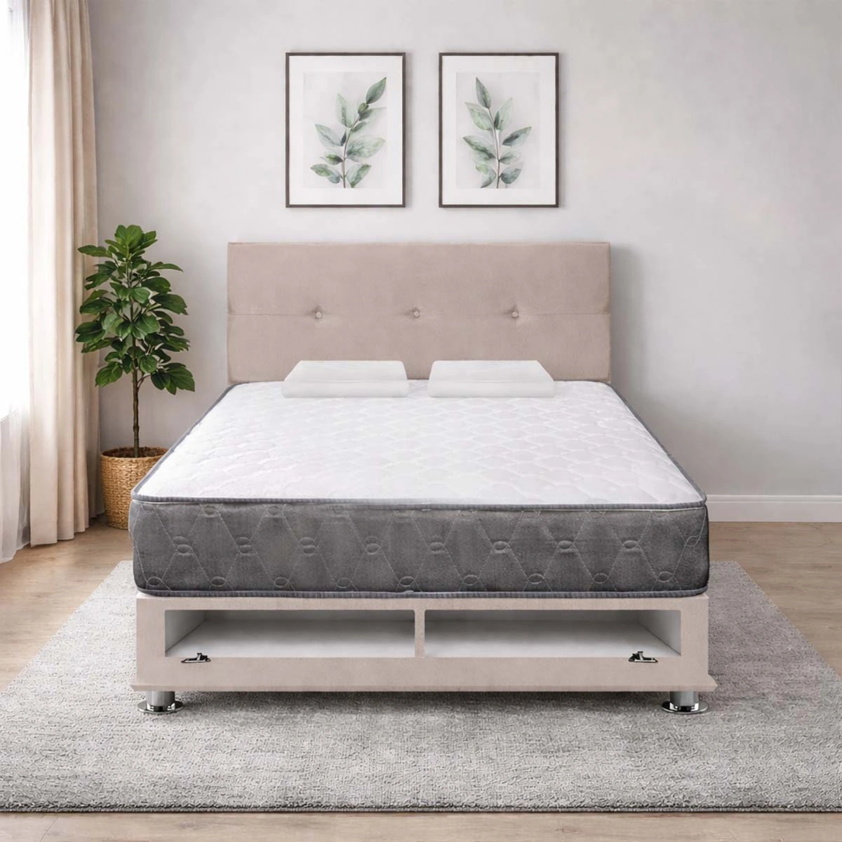 DORMITORIO SABANERA FORLI ACQUA 2 PLAZAS BEIGE + ALMOHADAS - 2