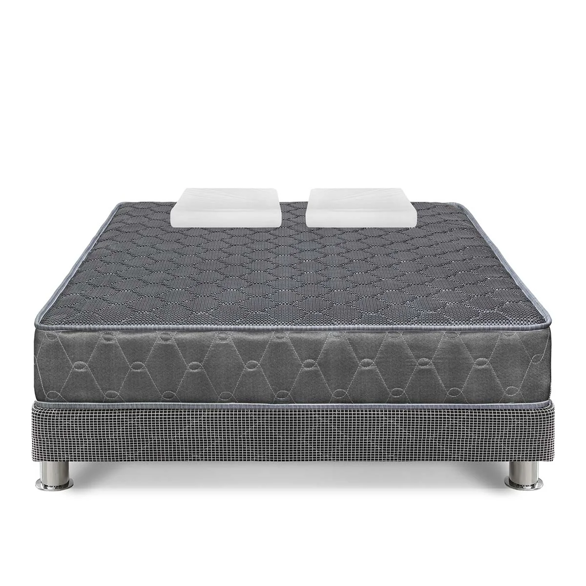 CAMA FORLI ACQUA 2 PLAZAS GRIS + ALMOHADAS - 1