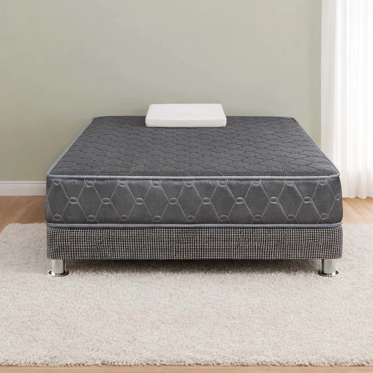 CAMA FORLI ACQUA 1.5 PLAZAS GRIS + ALMOHADA - 2