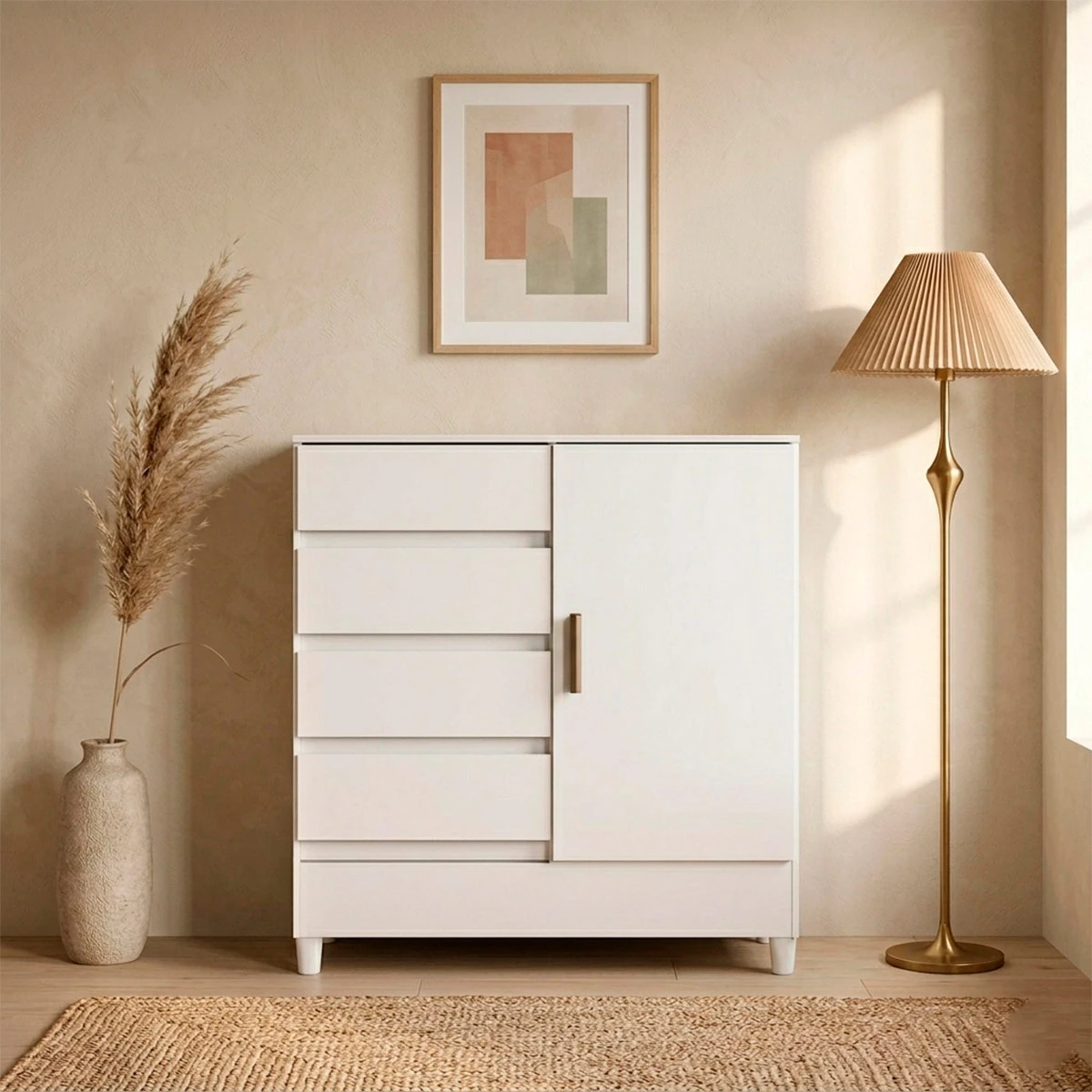 CÓMODA RIPLEY HOME FIT 4 CAJONES 1 PUERTA BLANCO - 1
