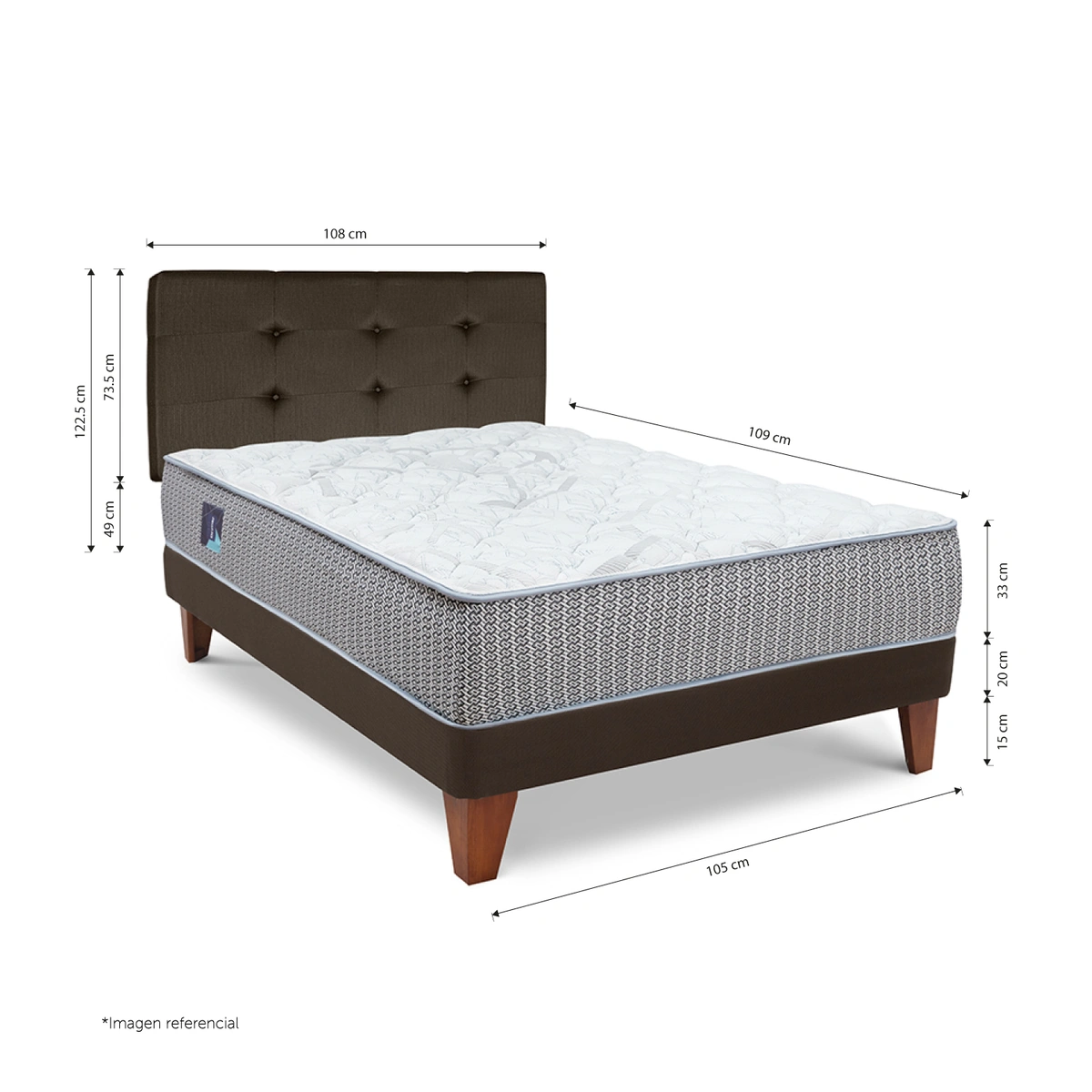 DORMITORIO GOLD POCKET NOVO 1.5 PLAZAS ALFA MARRÓN - 2
