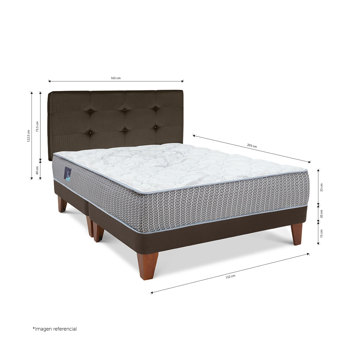 DORMITORIO GOLD POCKET NOVO QUEEN ALFA MARRÓN - 2
