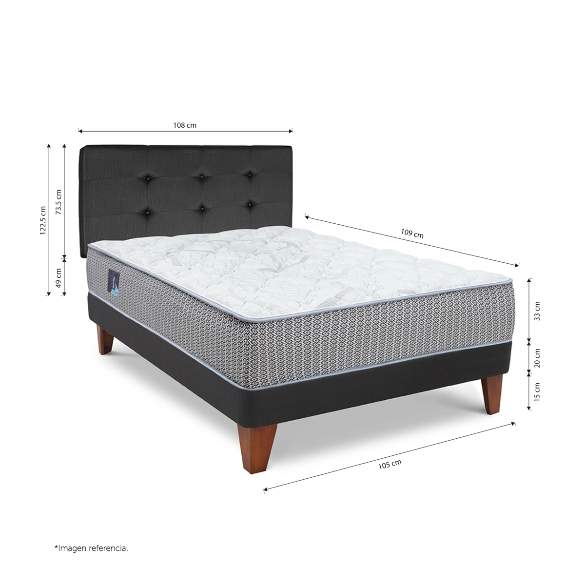 DORMITORIO GOLD POCKET NOVO 1.5 PLAZAS ALFA GRIS - 2