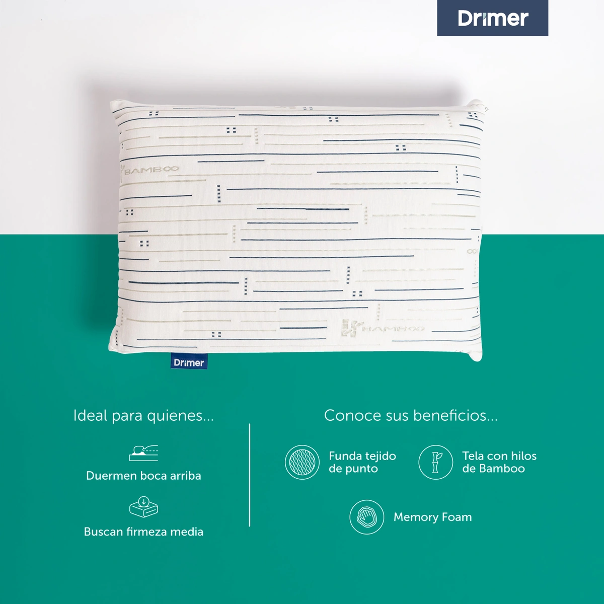 ALMOHADA DRIMER VISCO BAMBOO 60X40 CM - 2