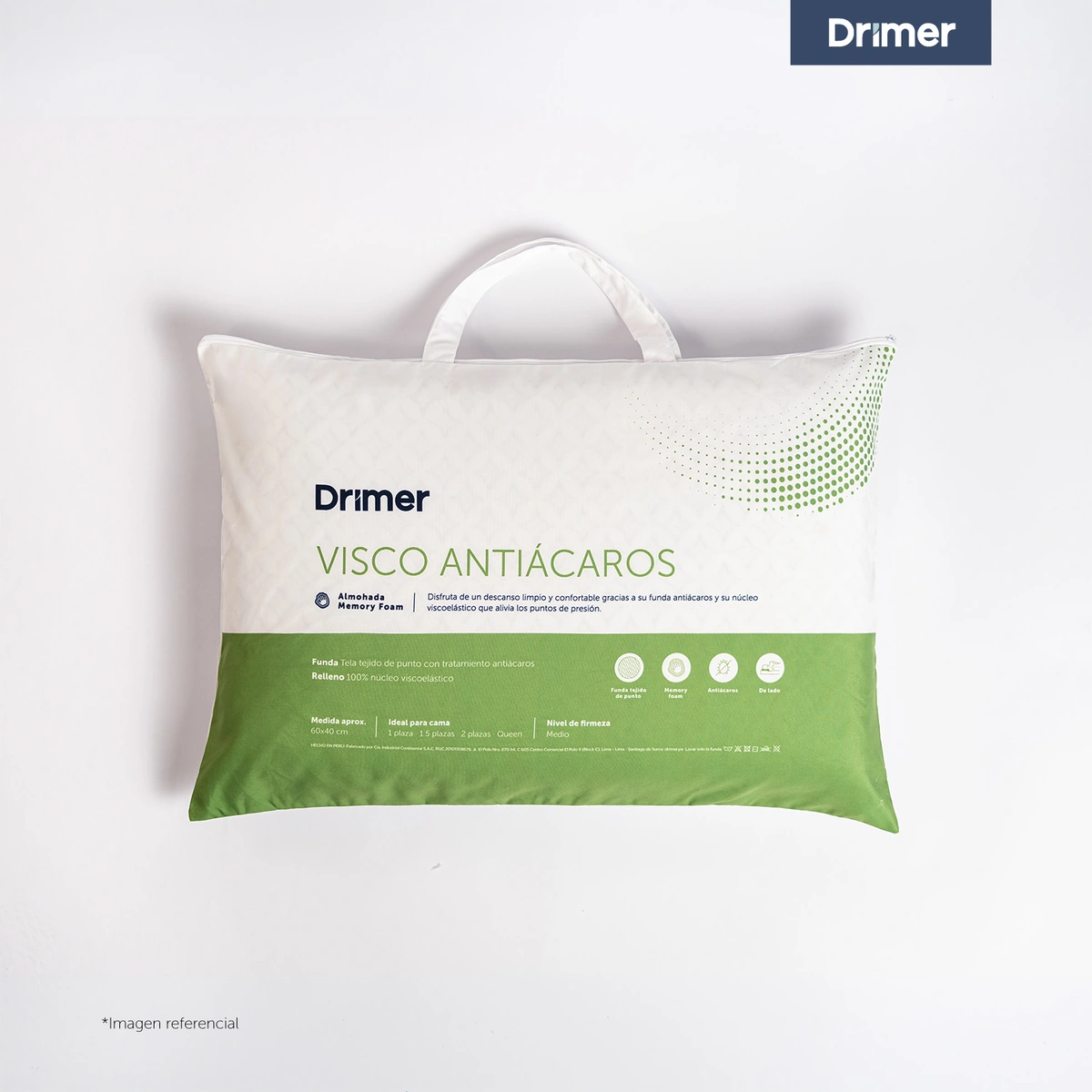 ALMOHADA DRIMER VISCO ANTIACAROS 60X40 CM - 1