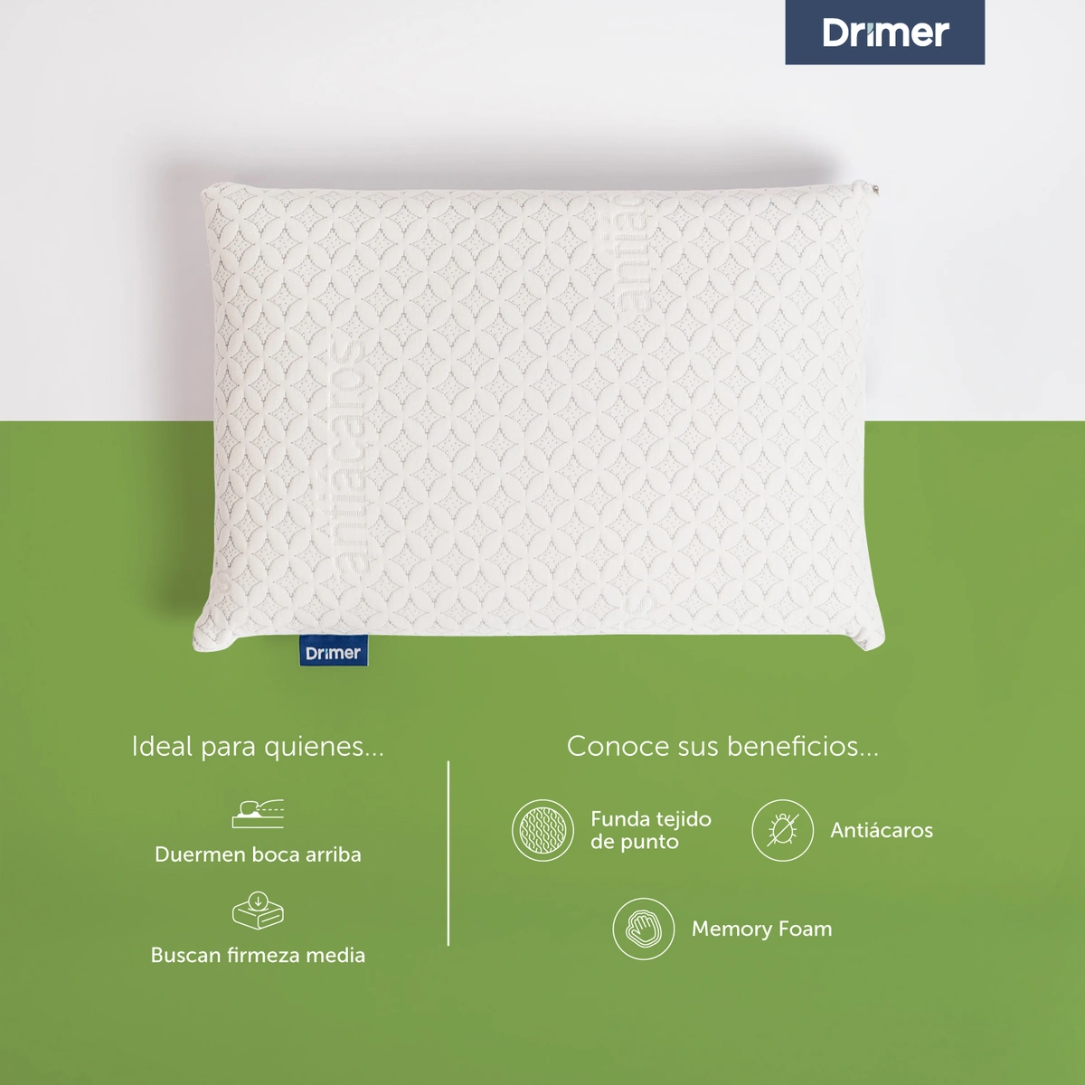 ALMOHADA DRIMER VISCO ANTIACAROS 60X40 CM - 2