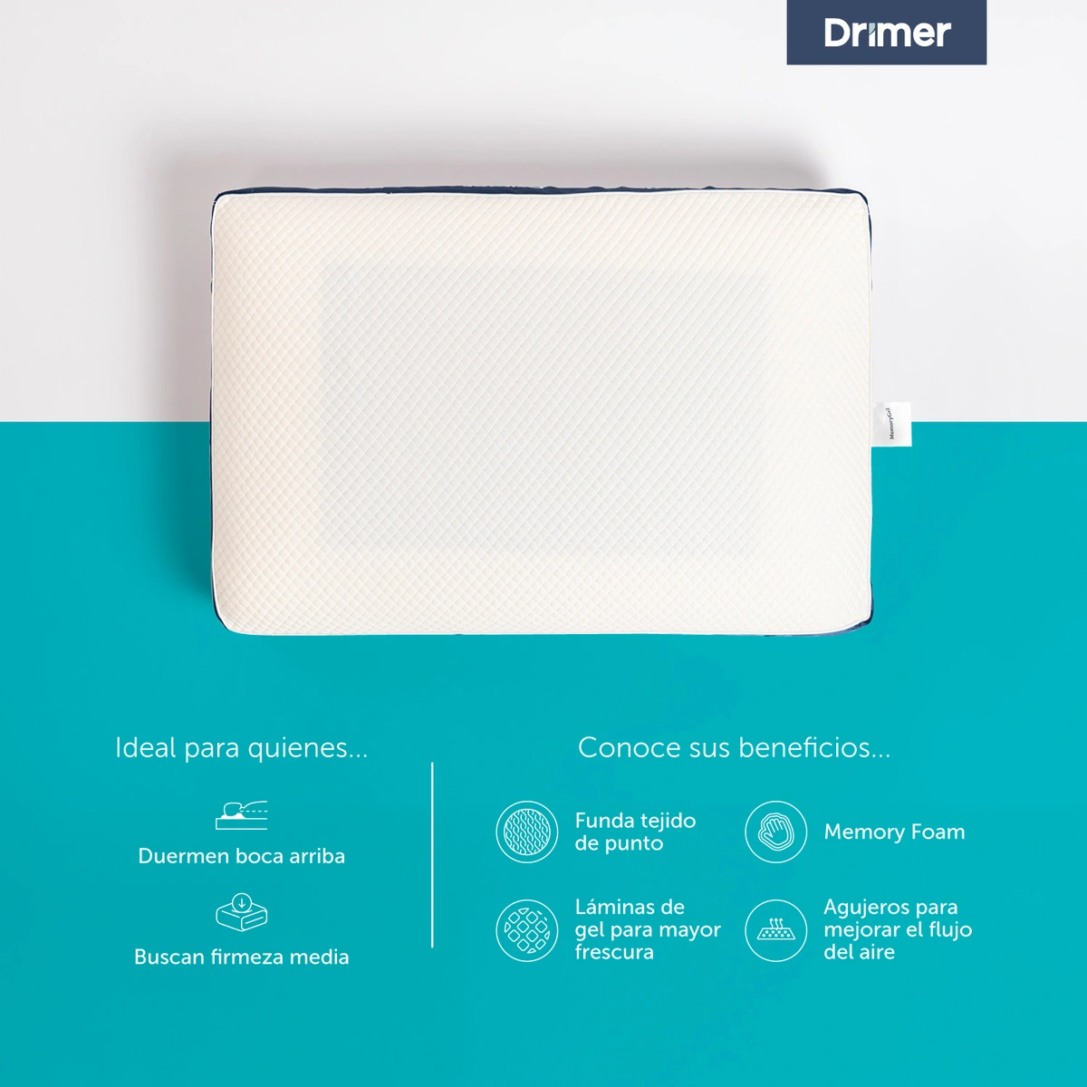 ALMOHADA DRIMER VISCO GEL 60X40 CM - 2