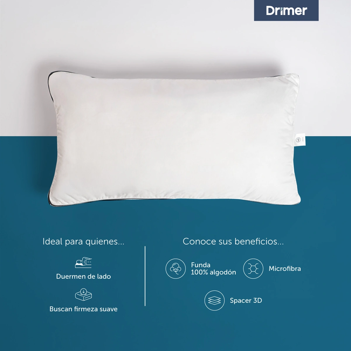 ALMOHADAS DRIMER MICROFIBRA 90X50 CM BLANCO - 2