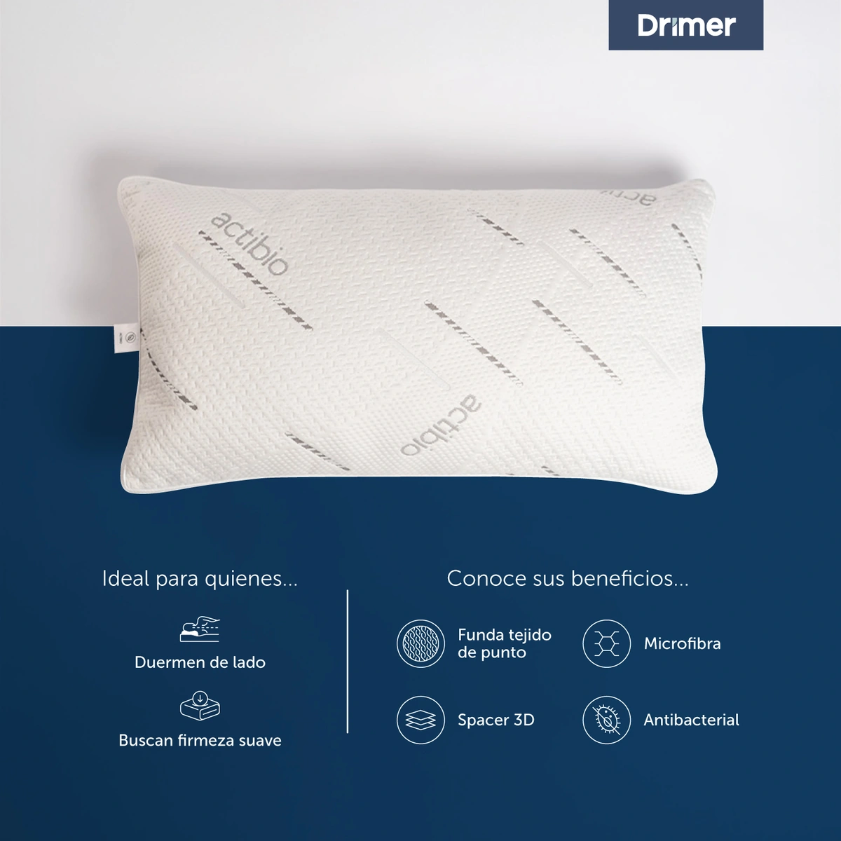 ALMOHADAS DRIMER MICROFIBRA 90X50 CM GRIS - 2