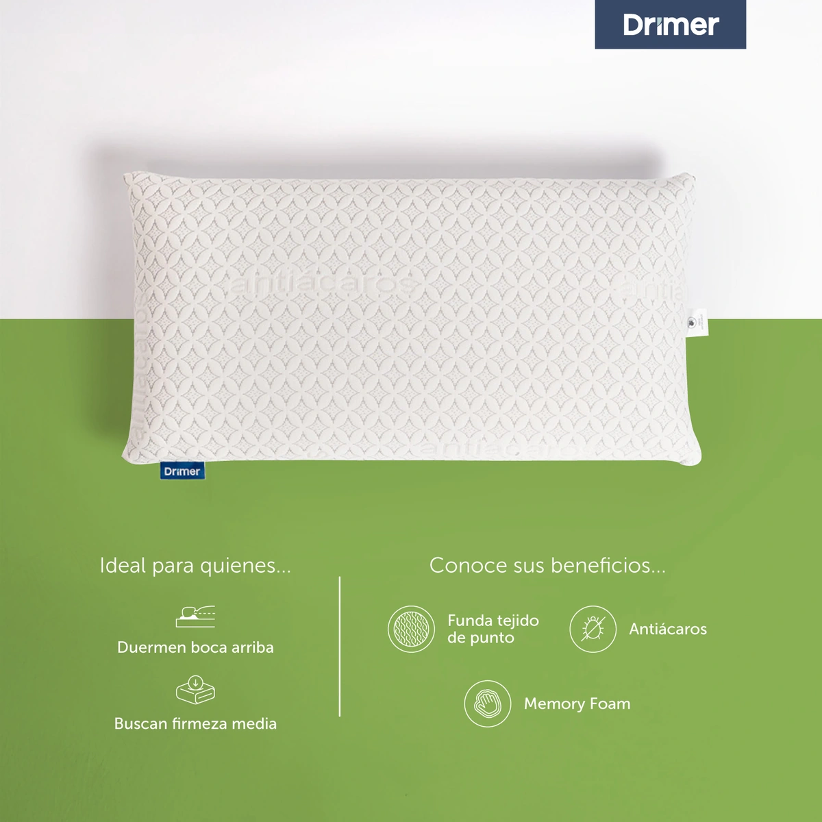 ALMOHADAS DRIMER VISCOELÁSTICA 80X40 CM GRIS - 2