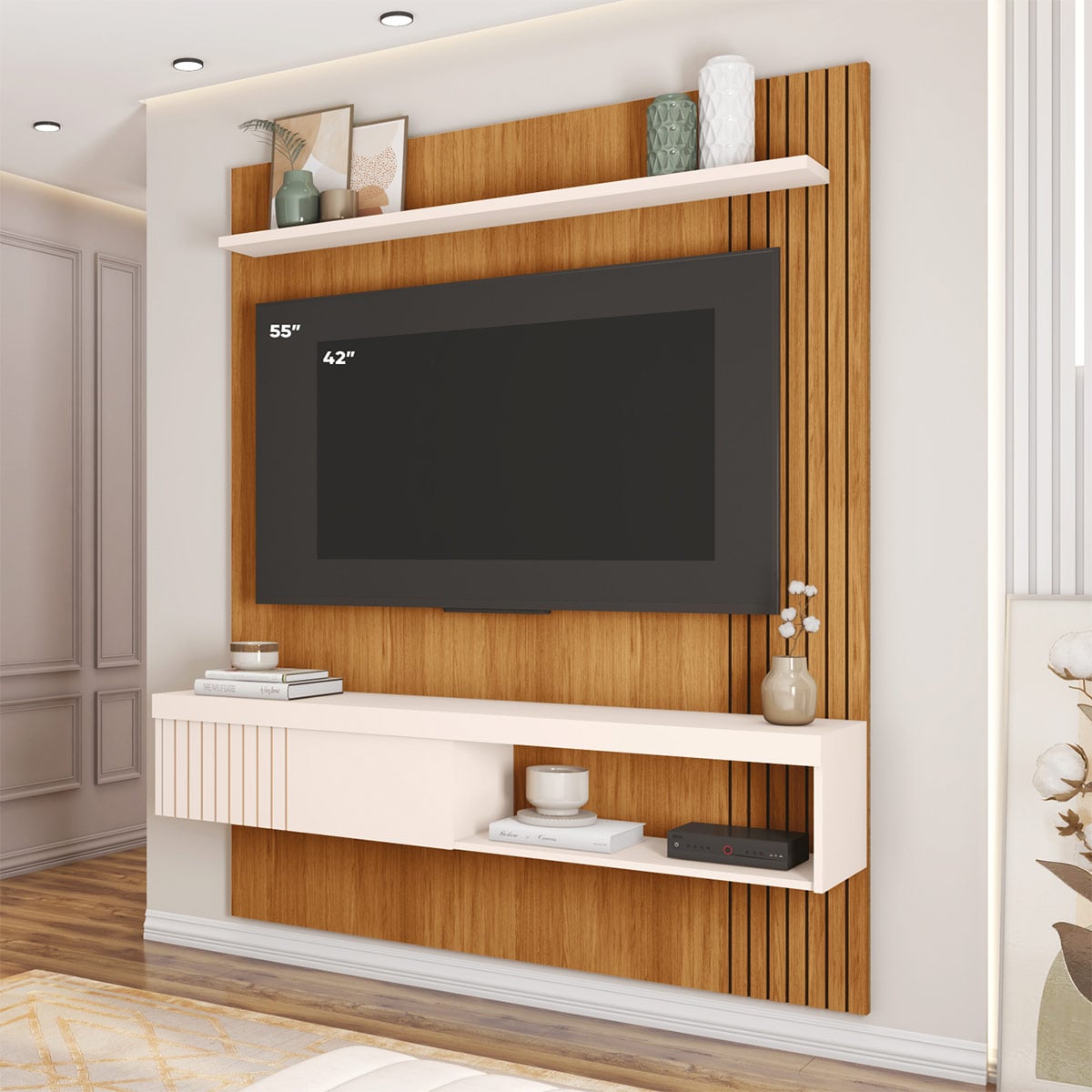 PANEL DE TV RIPLEY HOME JADE FREIJO/BLANCO HUMO HASTA 55" - 2