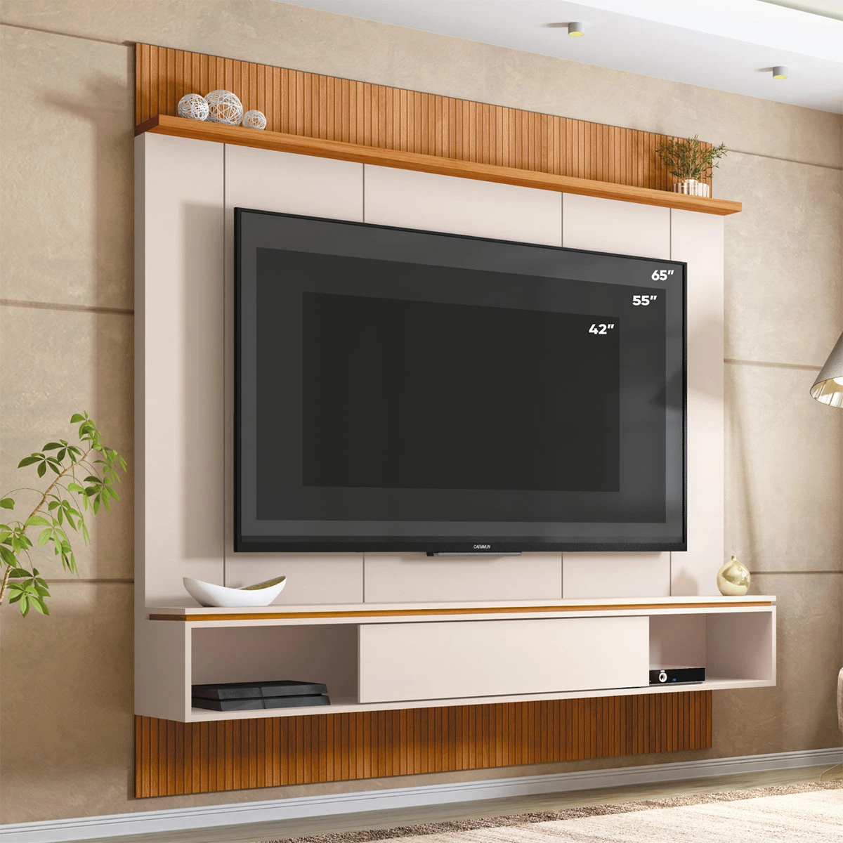 PANEL DE TV RIPLEY HOME VENUS FREIJO/BLANCO HUMO HASTA 65" - 2