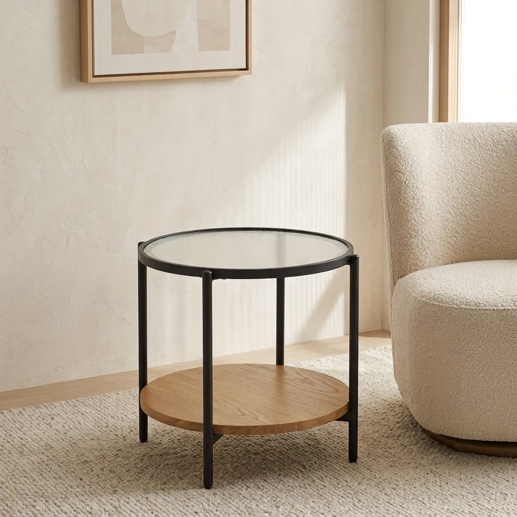MESA LATERAL RIPLEY HOME RANURADO 50X50 CM  - 1