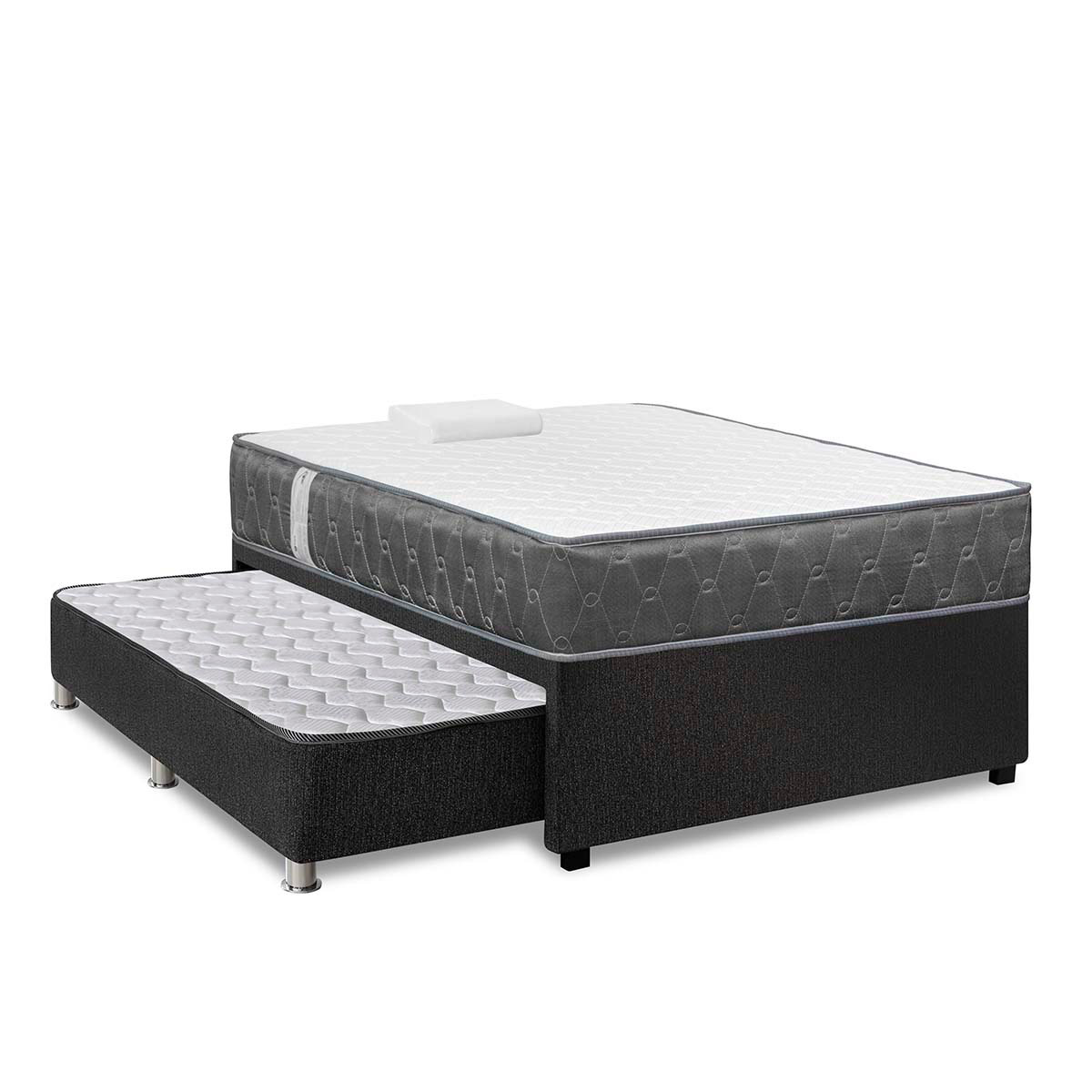 JUEGO DE DORMITORIO DIVAN FORLI ACQUA 1.5 PLAZAS GRIS - 1