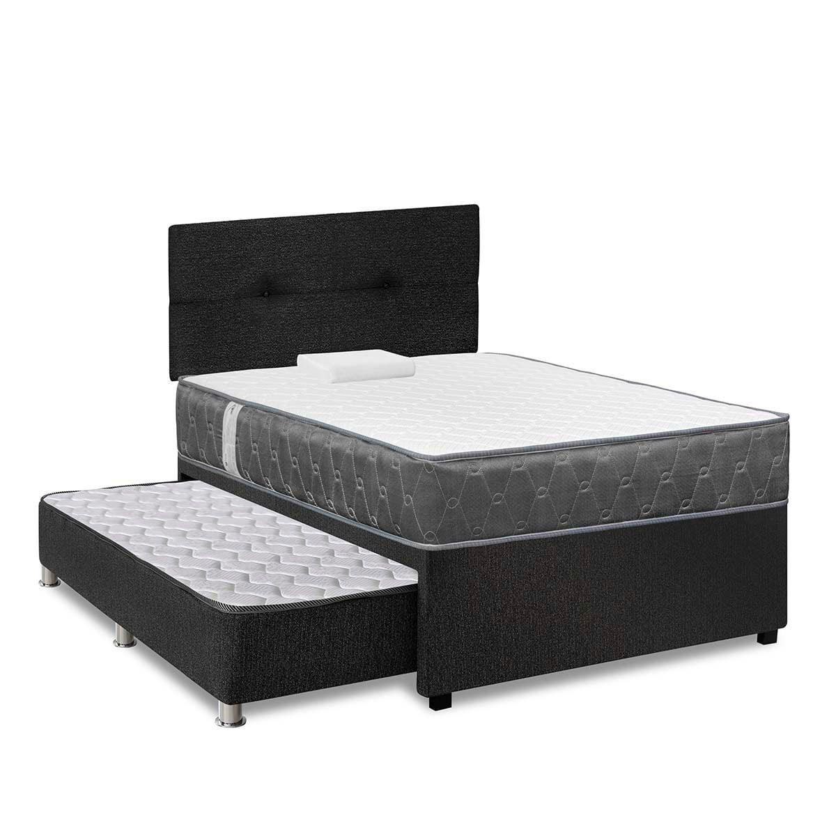JUEGO DE DORMITORIO DIVAN FORLI ACQUA 1.5 PLAZAS GRIS - 1