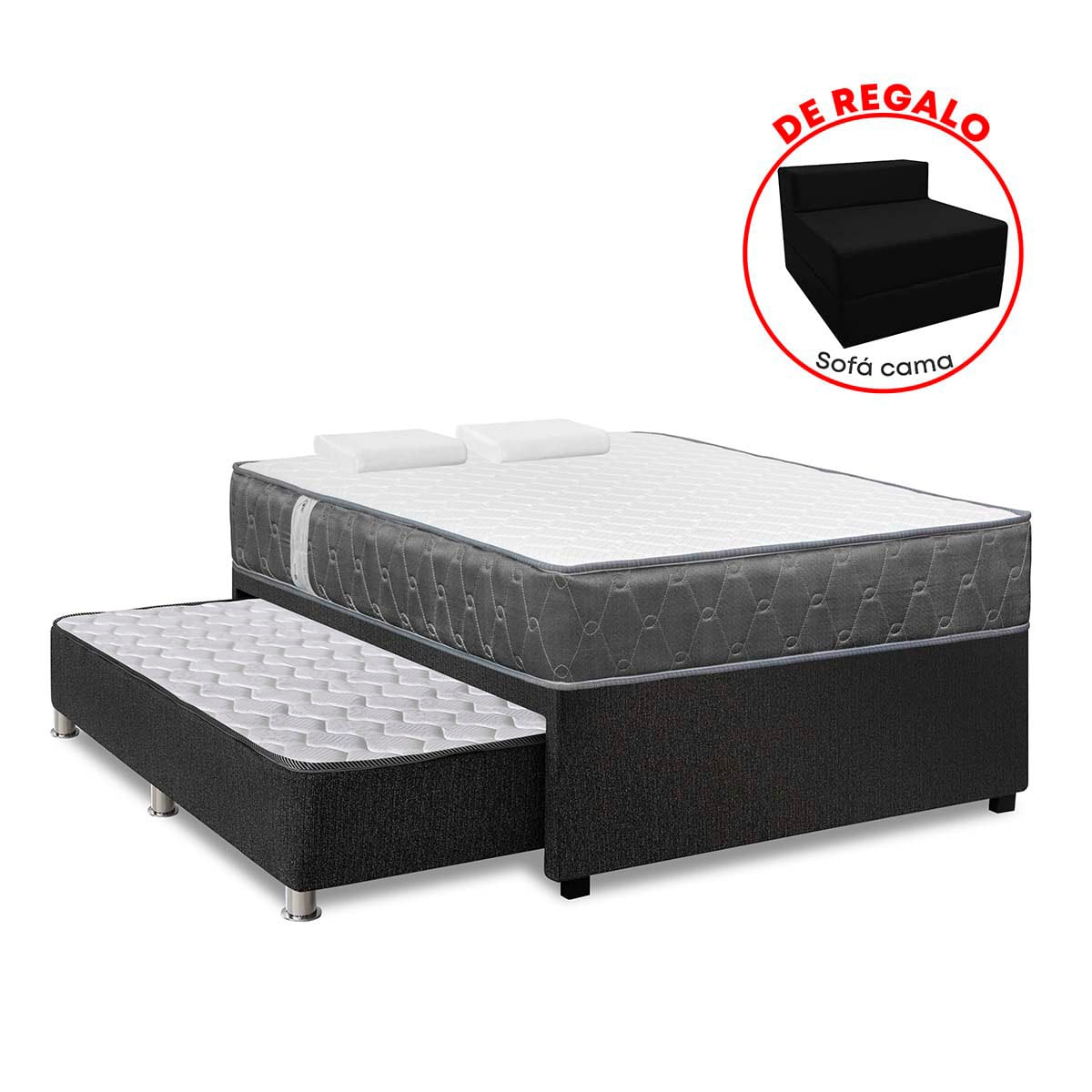 JUEGO DE DORMITORIO DIVAN FORLI ACQUA 2 PLAZAS GRIS - 1