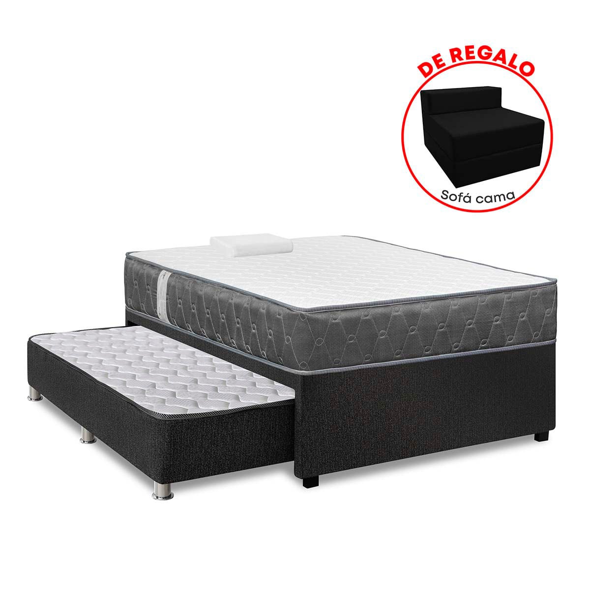 JUEGO DE DORMITORIO DIVAN FORLI ACQUA 1.5 PLAZAS GRIS - 1