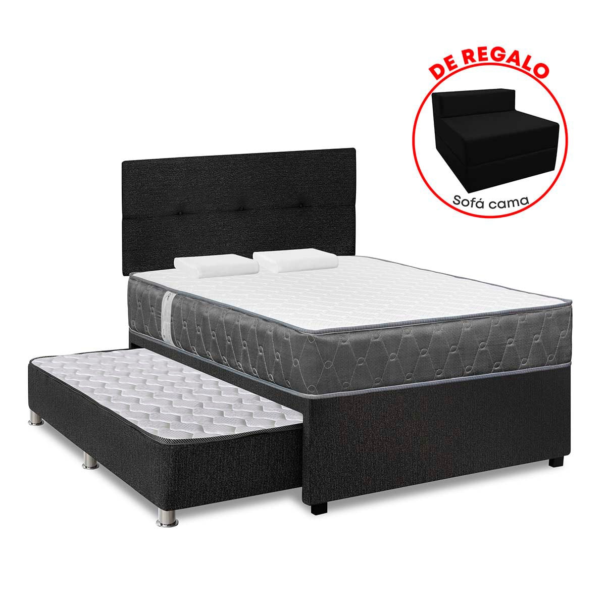 JUEGO DE DORMITORIO DIVAN FORLI ACQUA 2 PLAZAS GRIS - 1