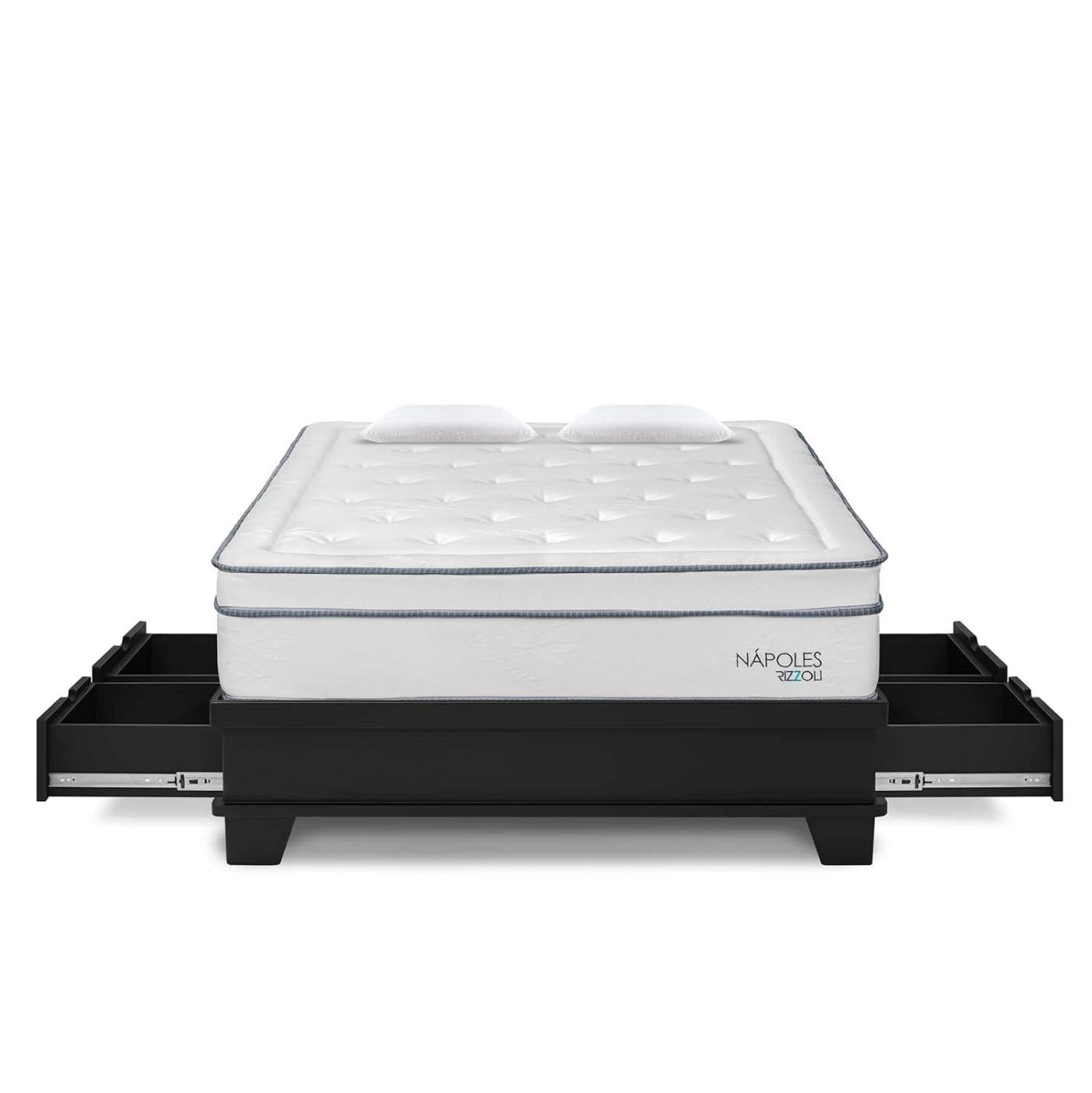 CAMA CON CAJONES RIZZOLI NAPOLES LAQUEADO 2 PLAZAS - 1