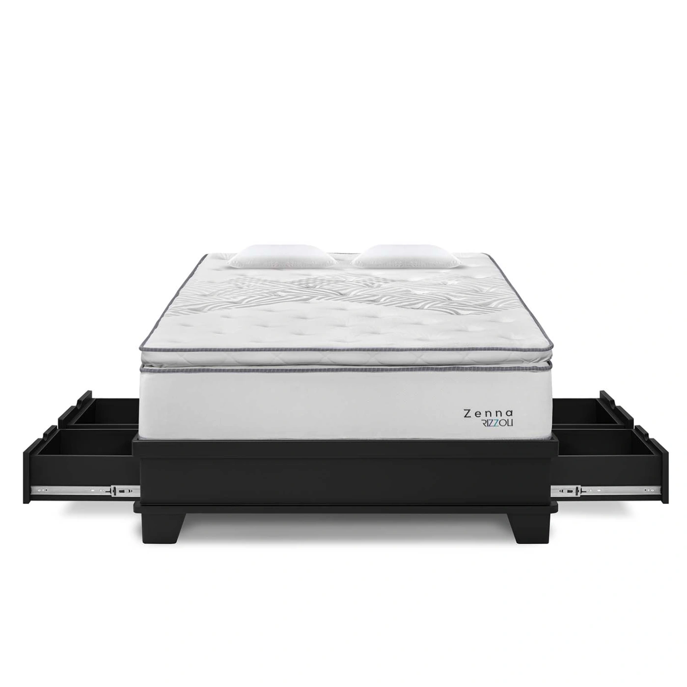 CAMA CON CAJONES RIZZOLI ZENNA LAQUEADO 2 PLAZAS - 1