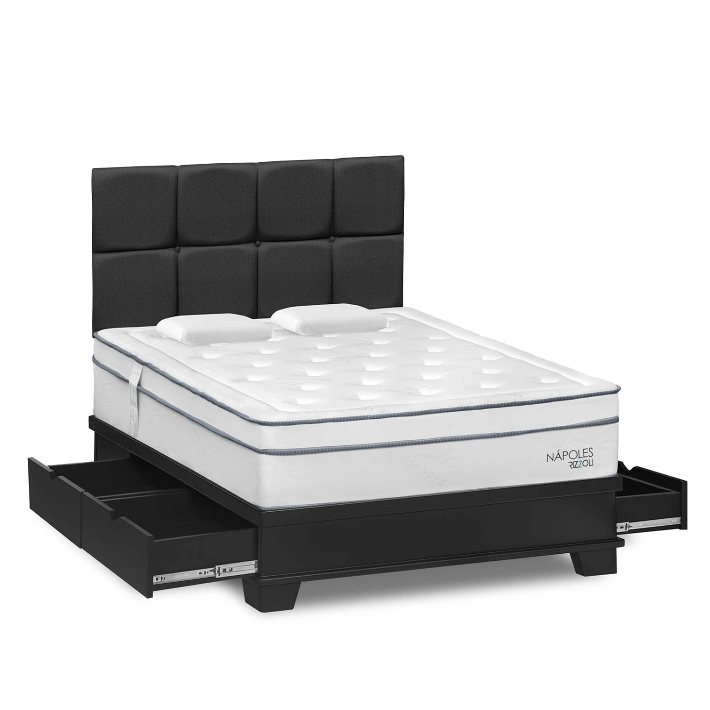 DORMITORIO CON CAJONES RIZZOLI NAPOLES LAQUEADO 2 PLAZAS - 2